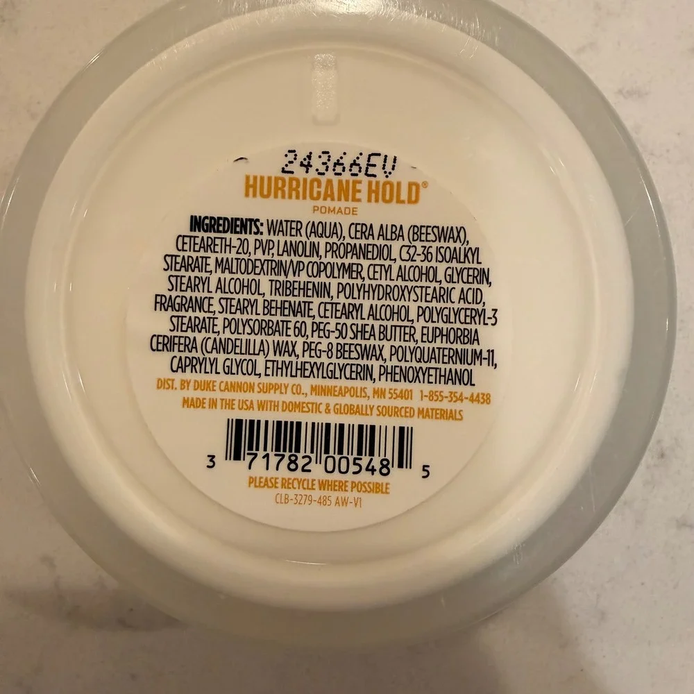 Duke Cannon Hurricane‎ Hold Pomade LOT OF 3- 2 oz Each- Maximum Hold No Shine